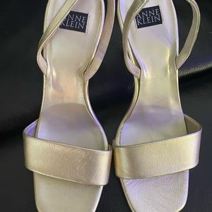 Gold sling backs by Anne Klein. Size 5M. New condition.
